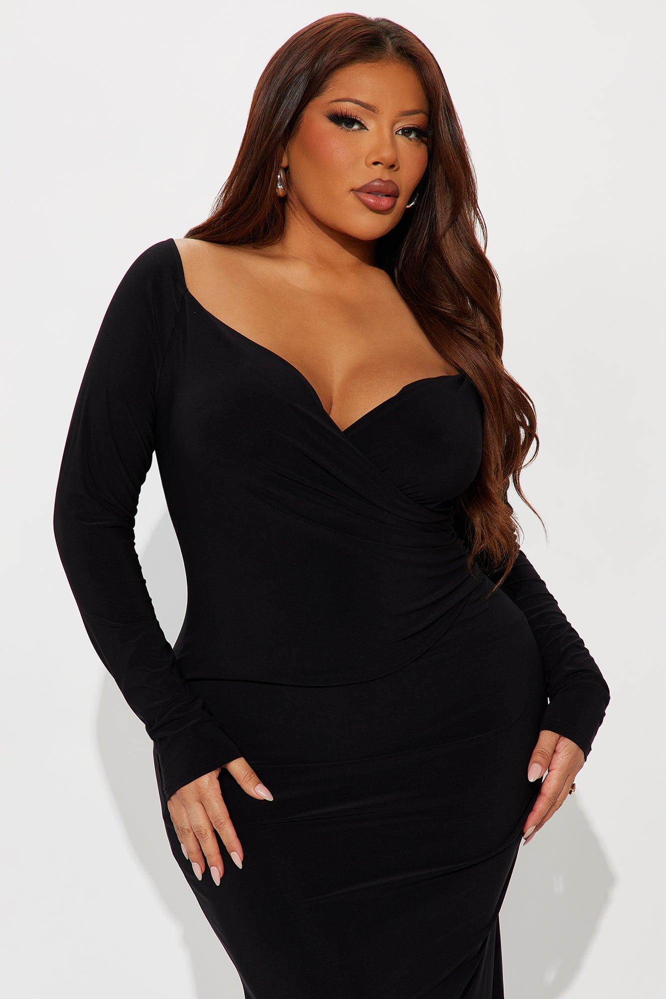 Carol Off Shoulder Midi Dress - Black Female Product Image