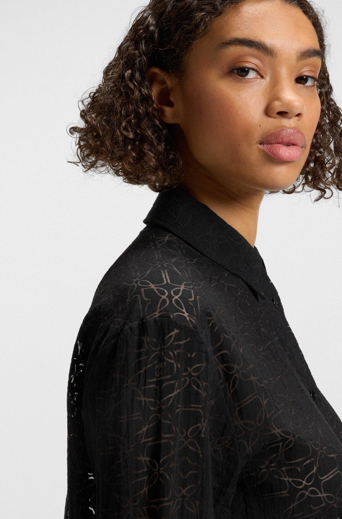 HUGO - Oversize-fit blouse with burnout pattern - Patterned Product Image