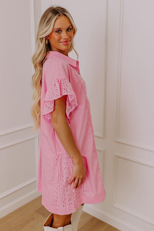 Brunch Ready Eyelet Mini Dress in Pink Product Image