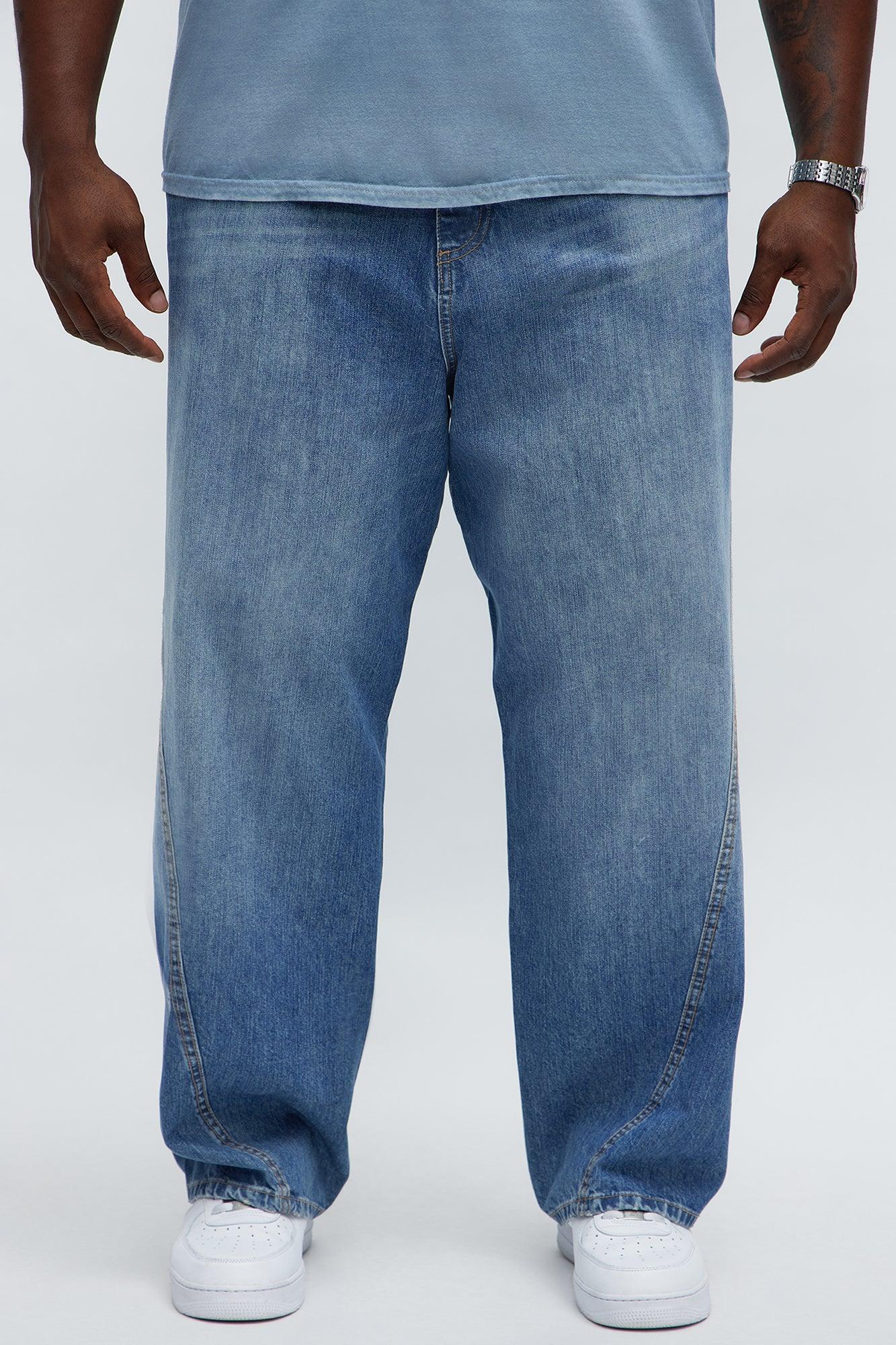 Chatsworth Twisted Seam Baggy Jeans - Medium Blue Wash Product Image
