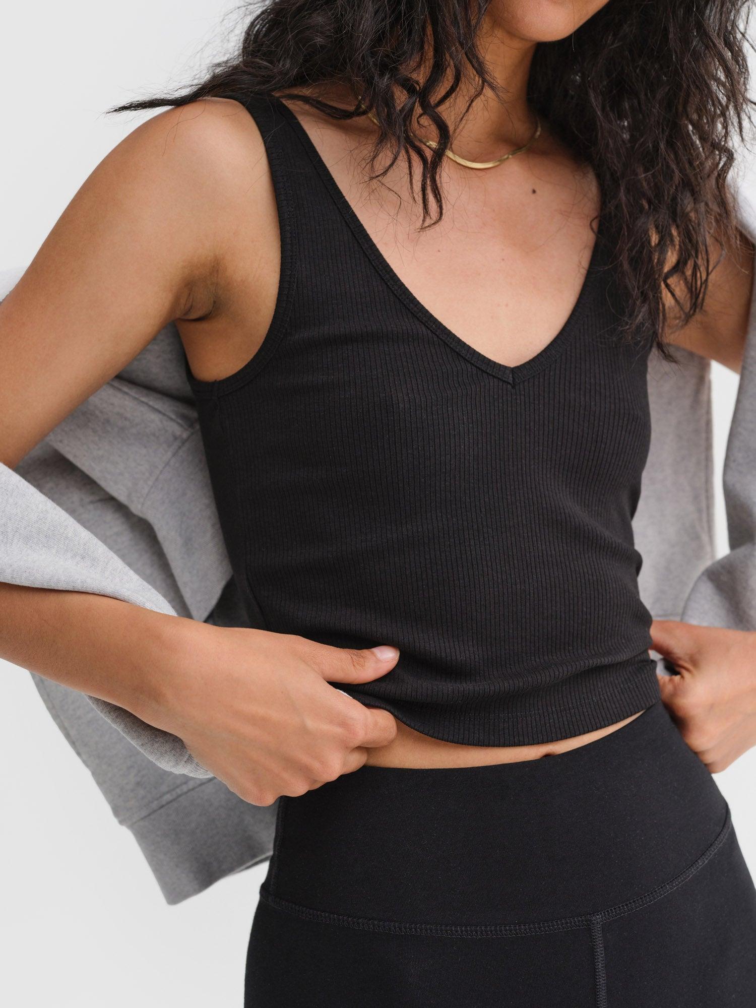 Tencel Rib Crop V-Tank Female Product Image