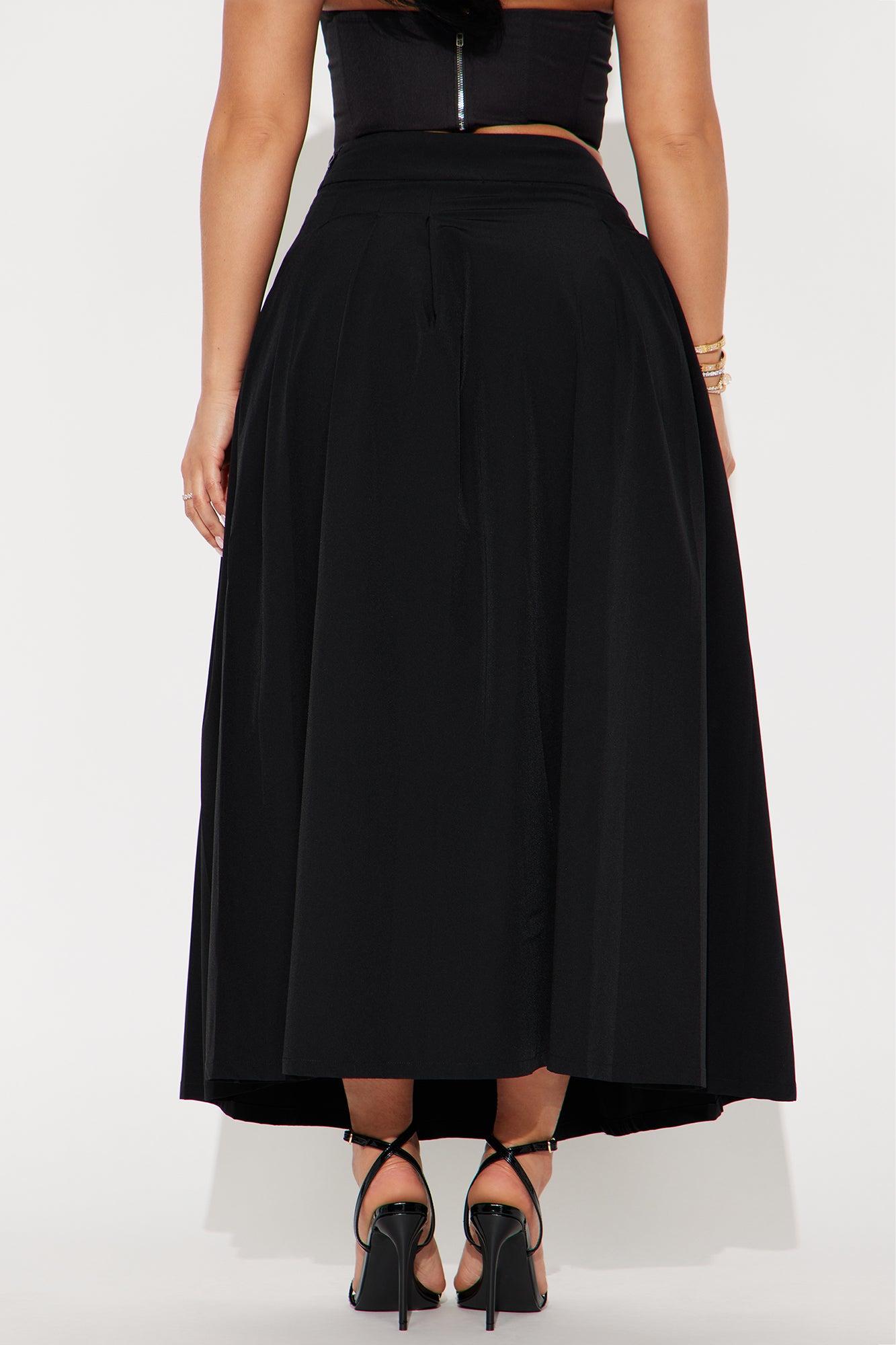 Alayah Pleated Maxi Skirt - Black Product Image