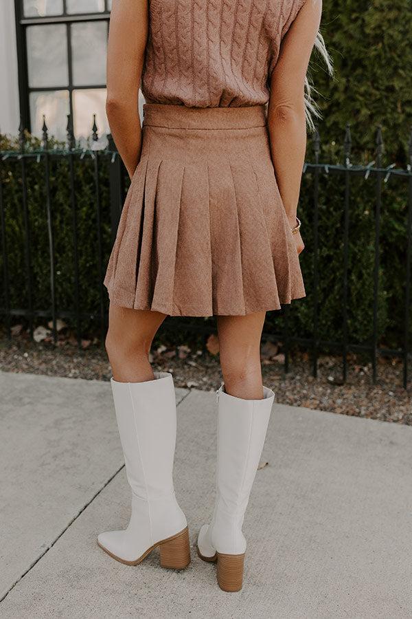 Spill It Pleated Skort In Mocha Product Image
