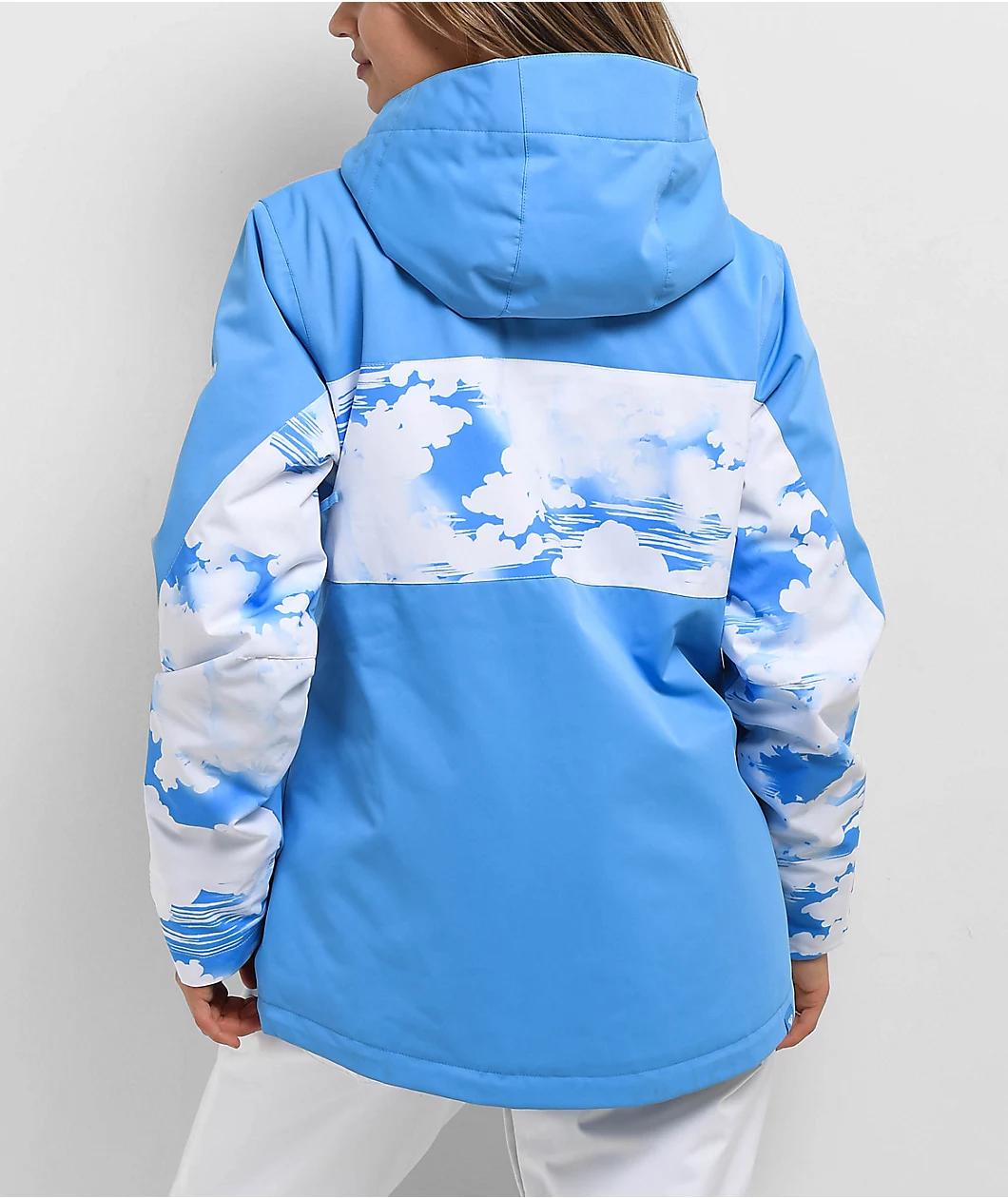 Roxy Jetty Block Azure Blue Clouds 10K Snowboard Jacket Product Image