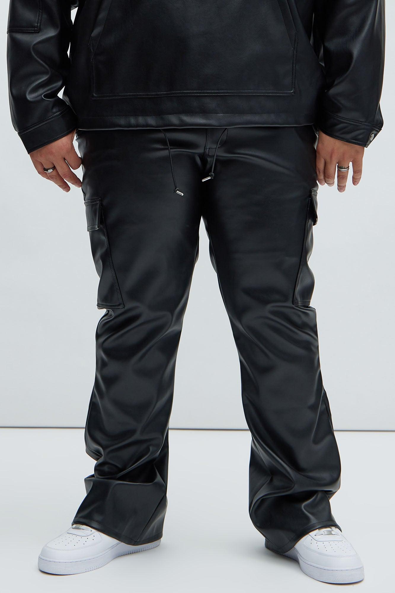 Royce Slim Faux Leather Pants - Black Product Image