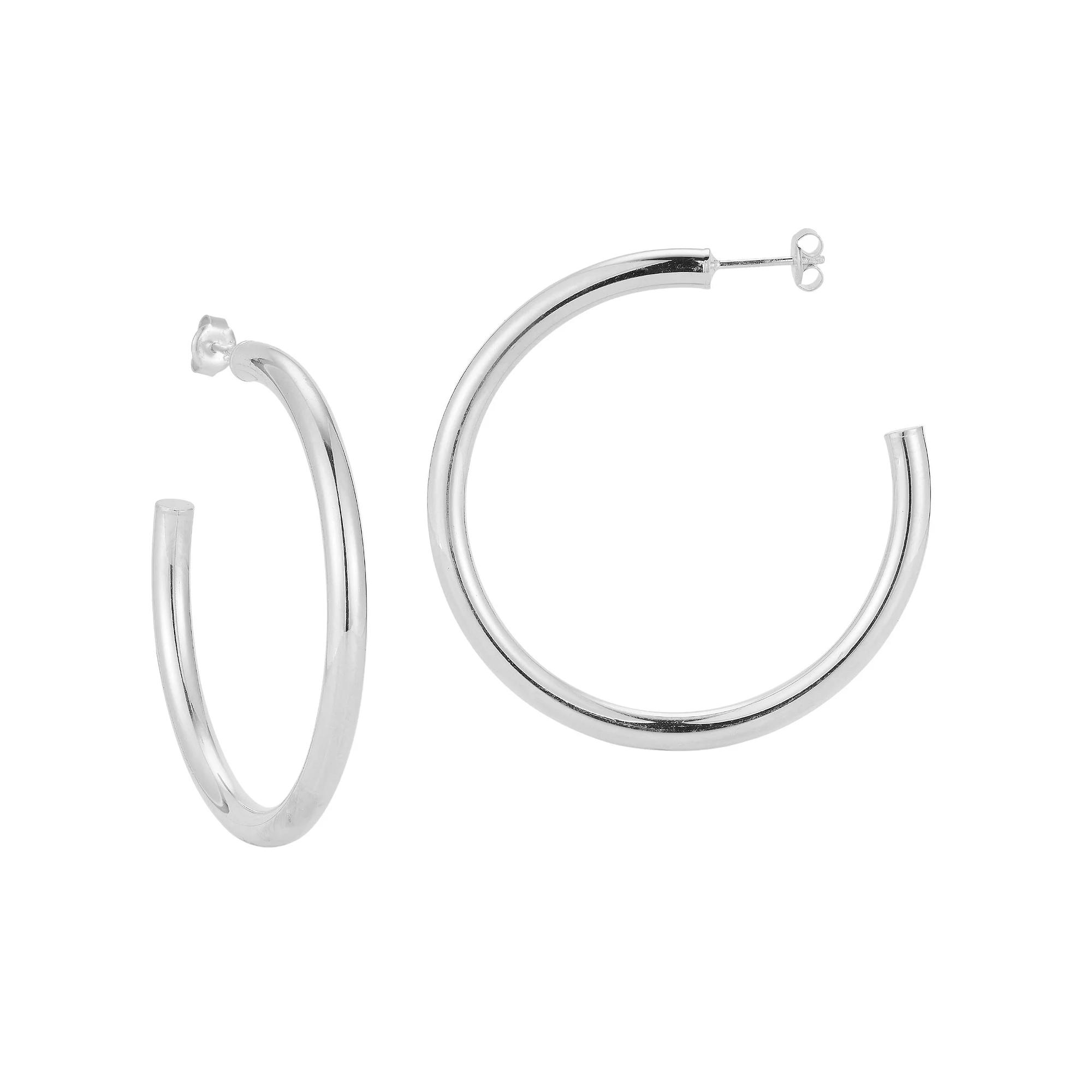 Sunkissed Sterling 14k Gold Over Silver Thick Hoop Earrings, Women's, Silver Tone Product Image