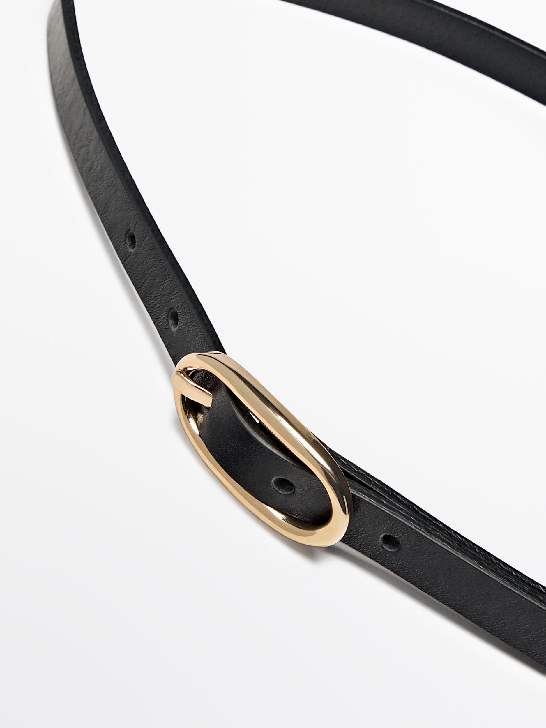 Leather belt with oval buckle Product Image