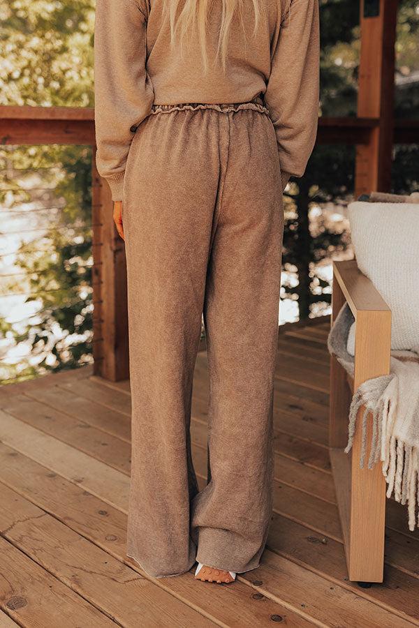 Cozy Daydream High Waist Vintage Wash Pants in Mocha Product Image