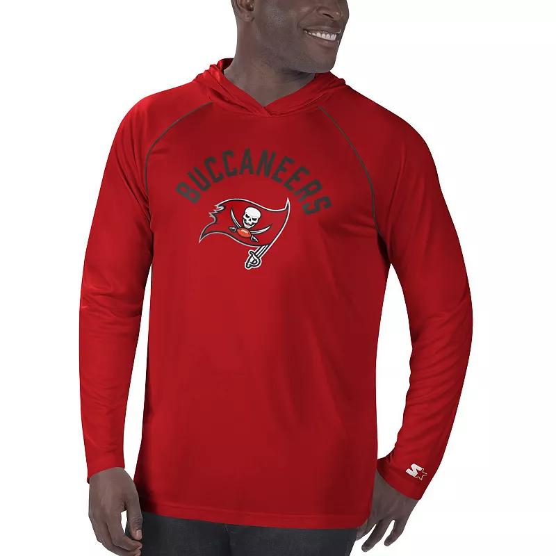 Men's Starter Red Tampa Bay Buccaneers Raglan Long Sleeve Hoodie T-Shirt,  Product Image