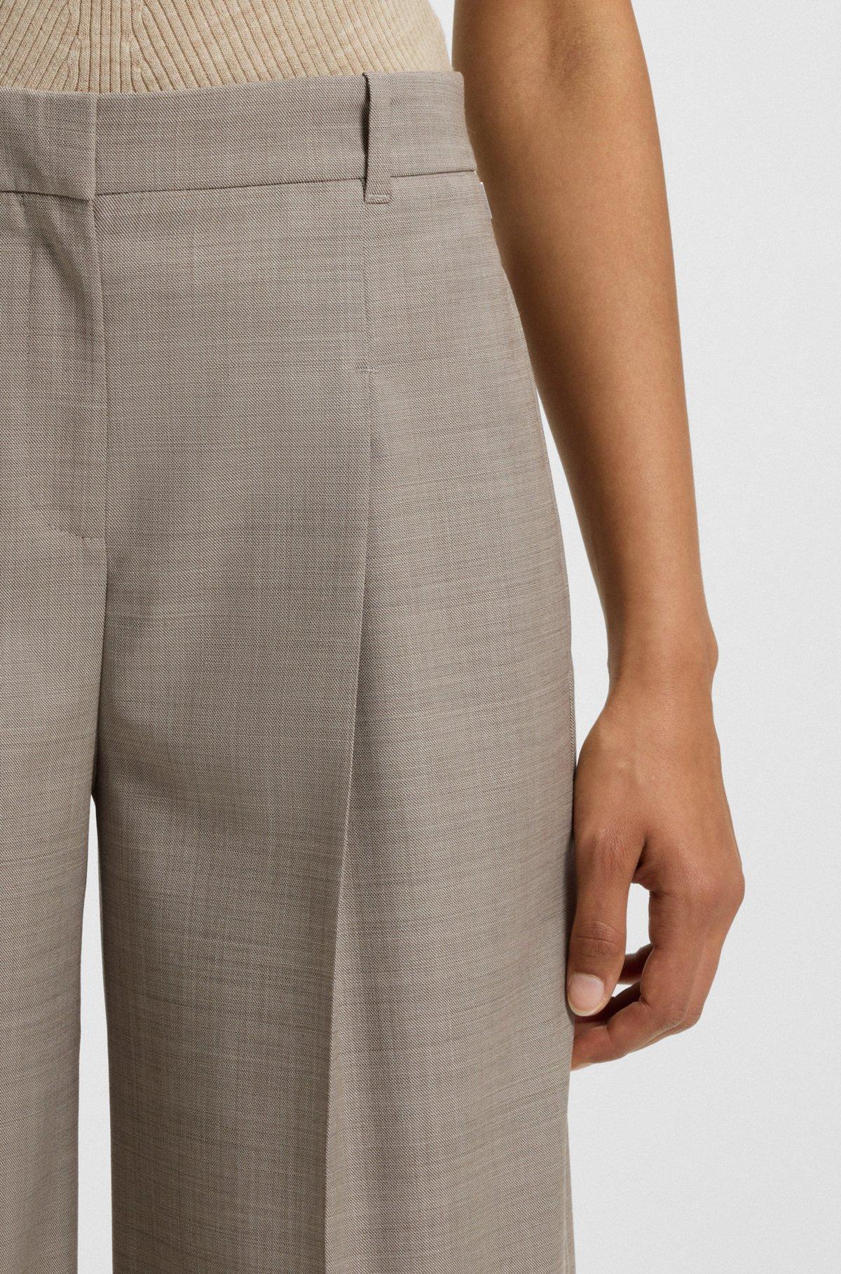 BOSS - Regular-fit trousers in sharkskin-weave stretch wool - Light Beige Product Image