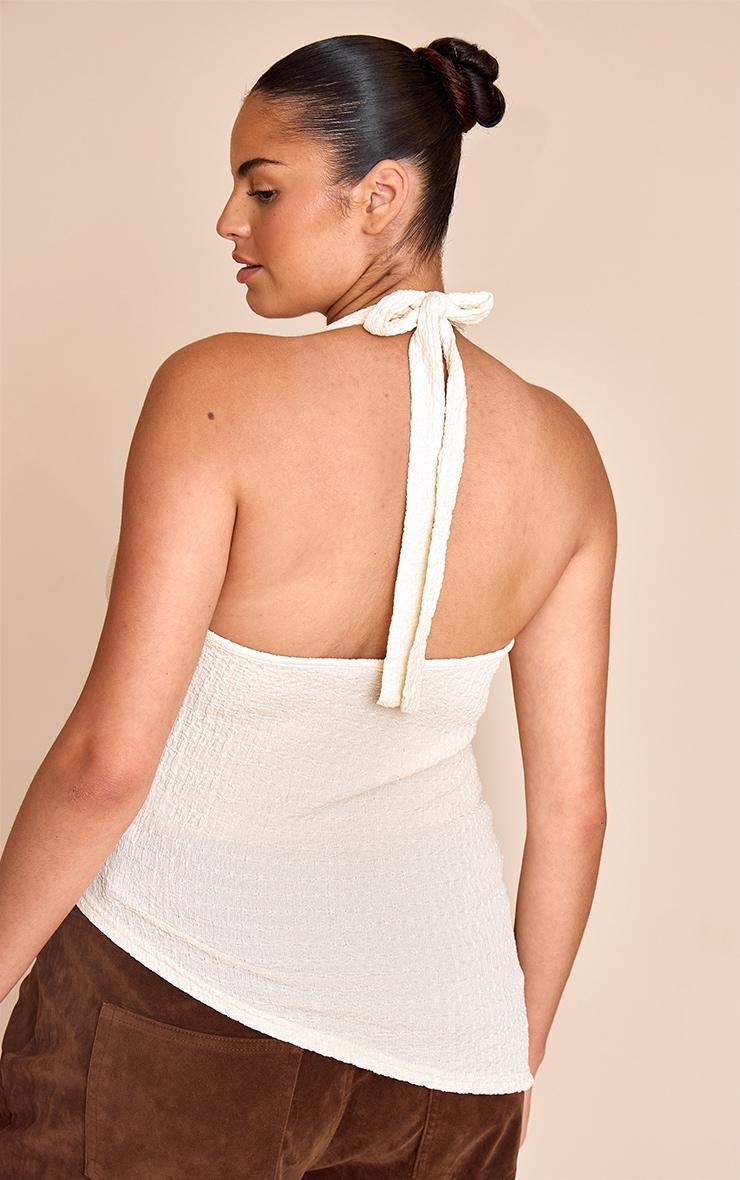  Plus Cream Textured Cowl Neck Asymmetric Hem Long Top Product Image