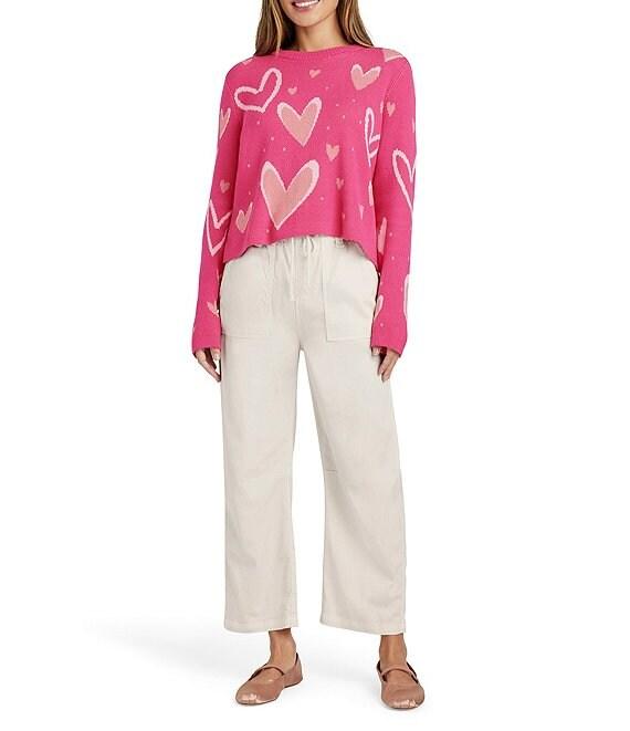 Splendid Stevie Knit Crew Neck Long Sleeve Heart Sweater Product Image