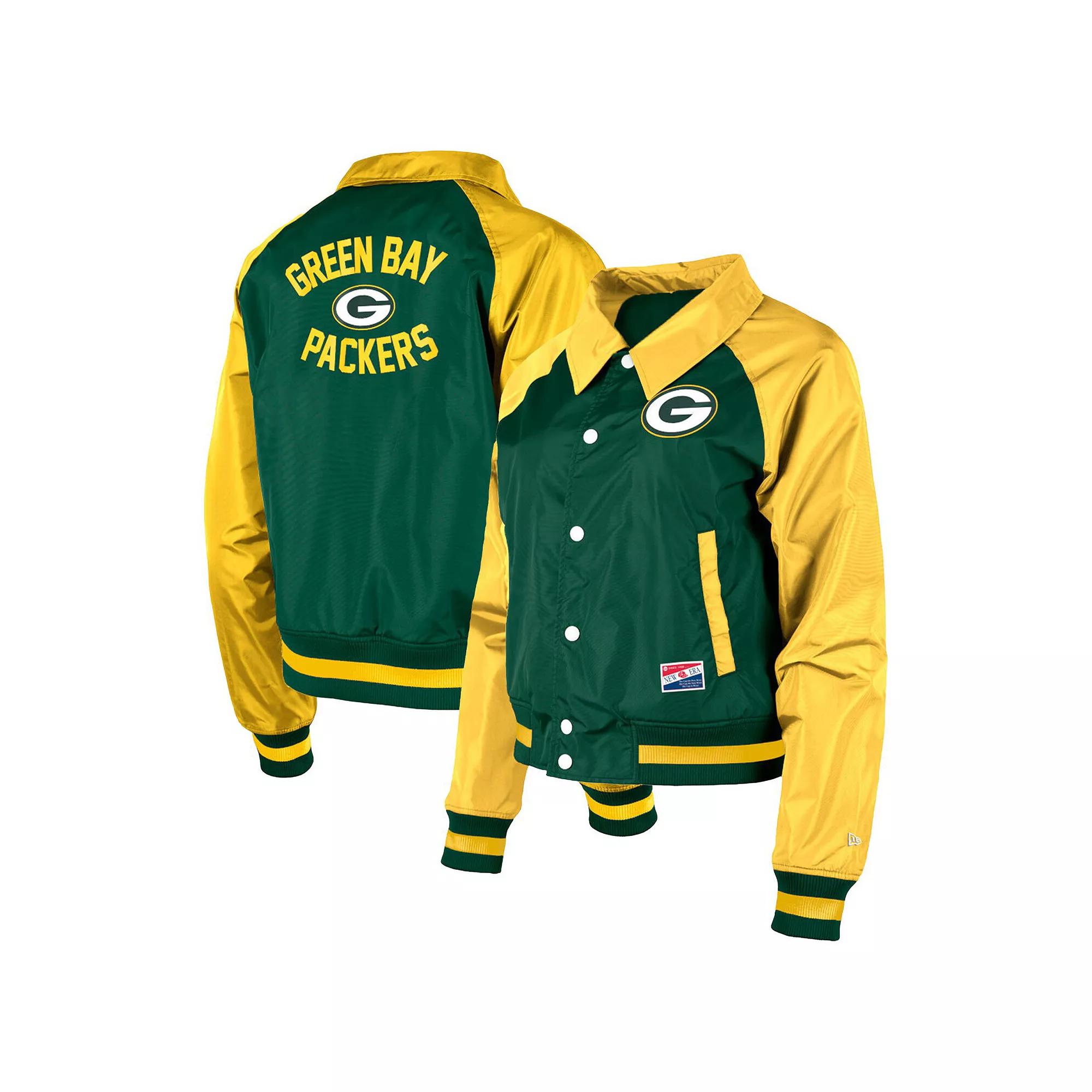 Women's New Era Green Green Bay Packers Coaches Raglan Full-Snap Jacket, Size: 2XL Product Image
