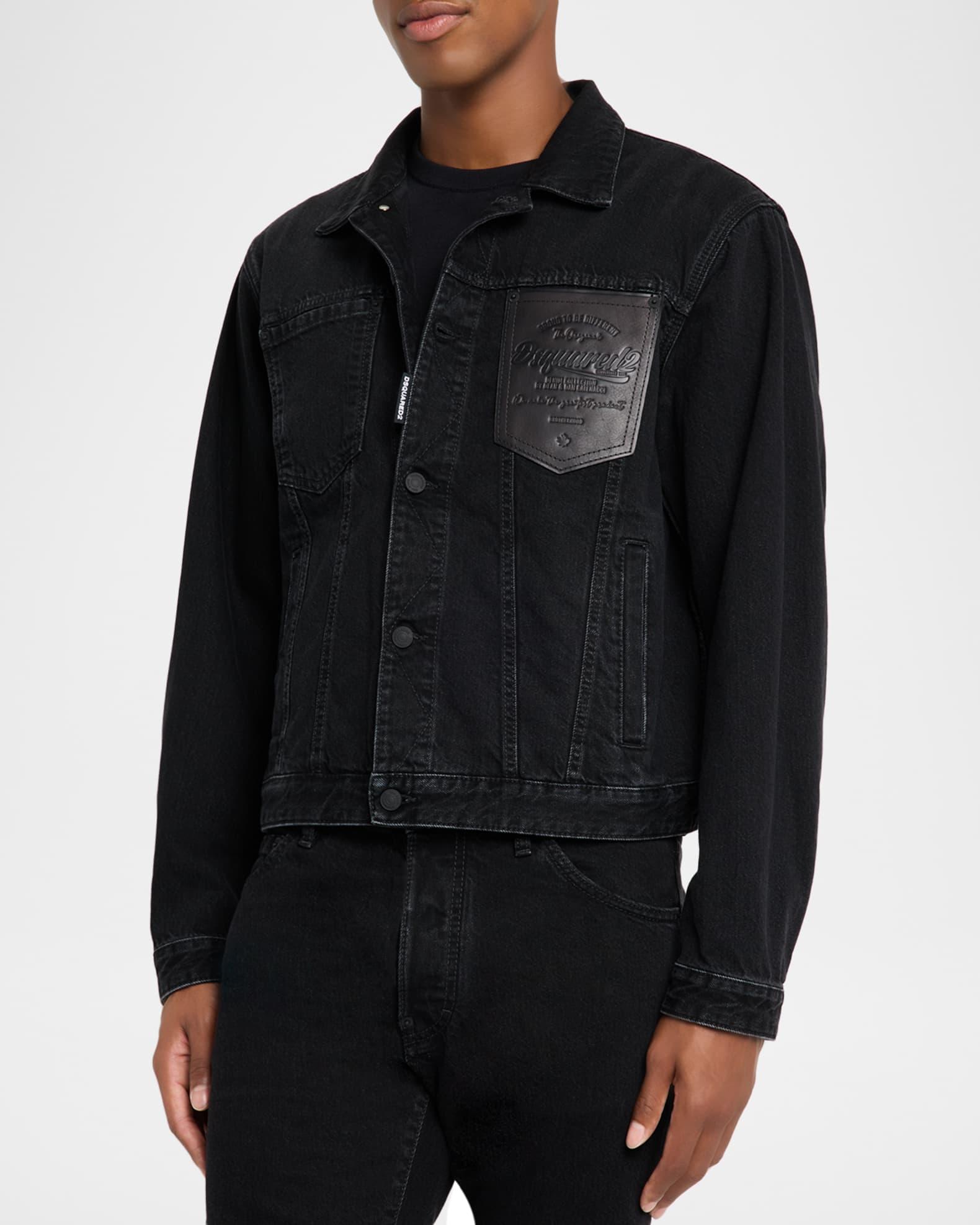 Men's Jean Jacket with Leather Pocket Product Image