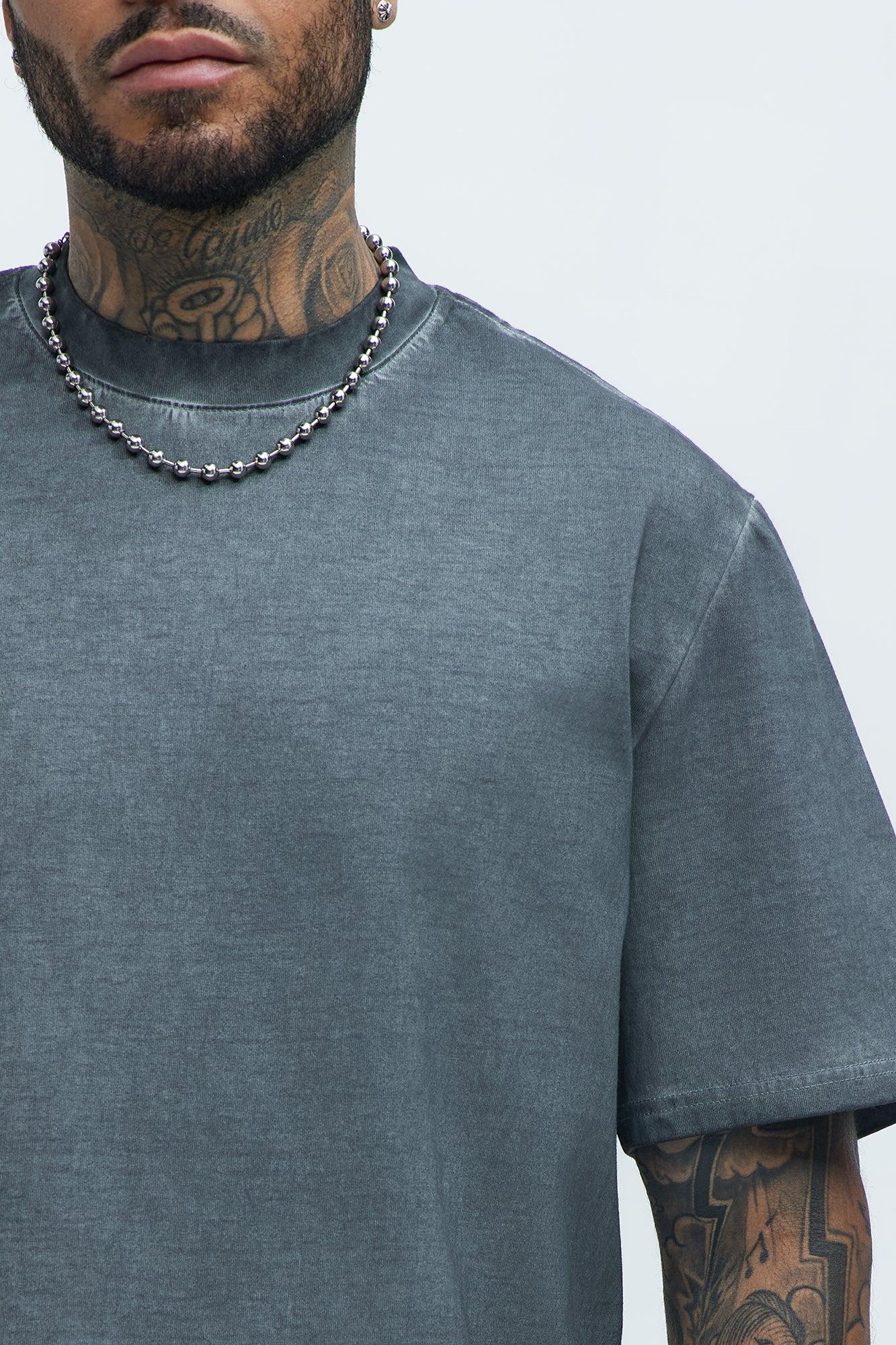 Tinted Wash Oversized Heavyweight Short Sleeve Tee - Grey Product Image