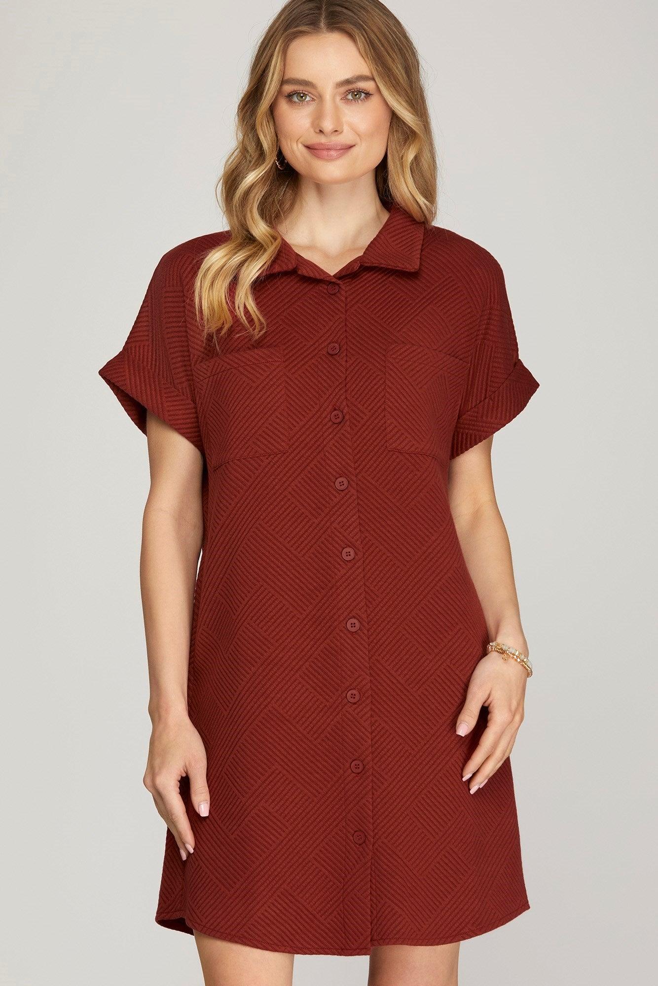 Buttoned In Texture Dress Product Image