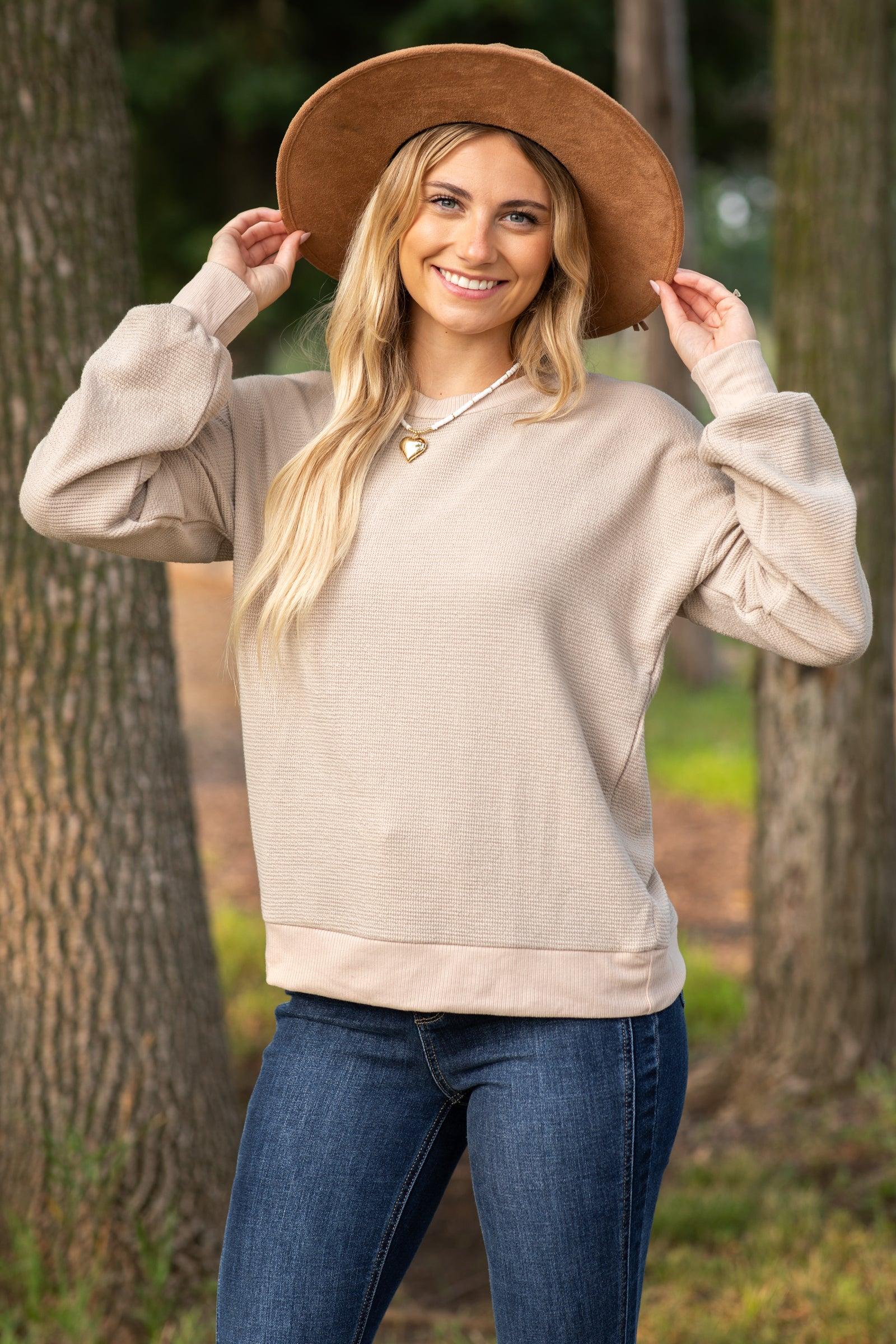 Two-Tone Textured Terry Knit Top Product Image
