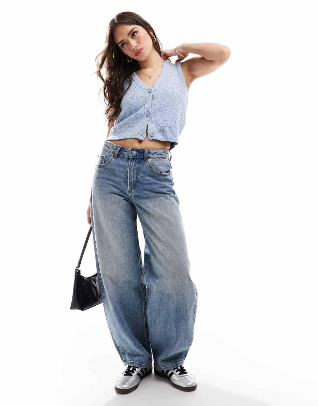 ONLY textured knit vest in light blue Product Image