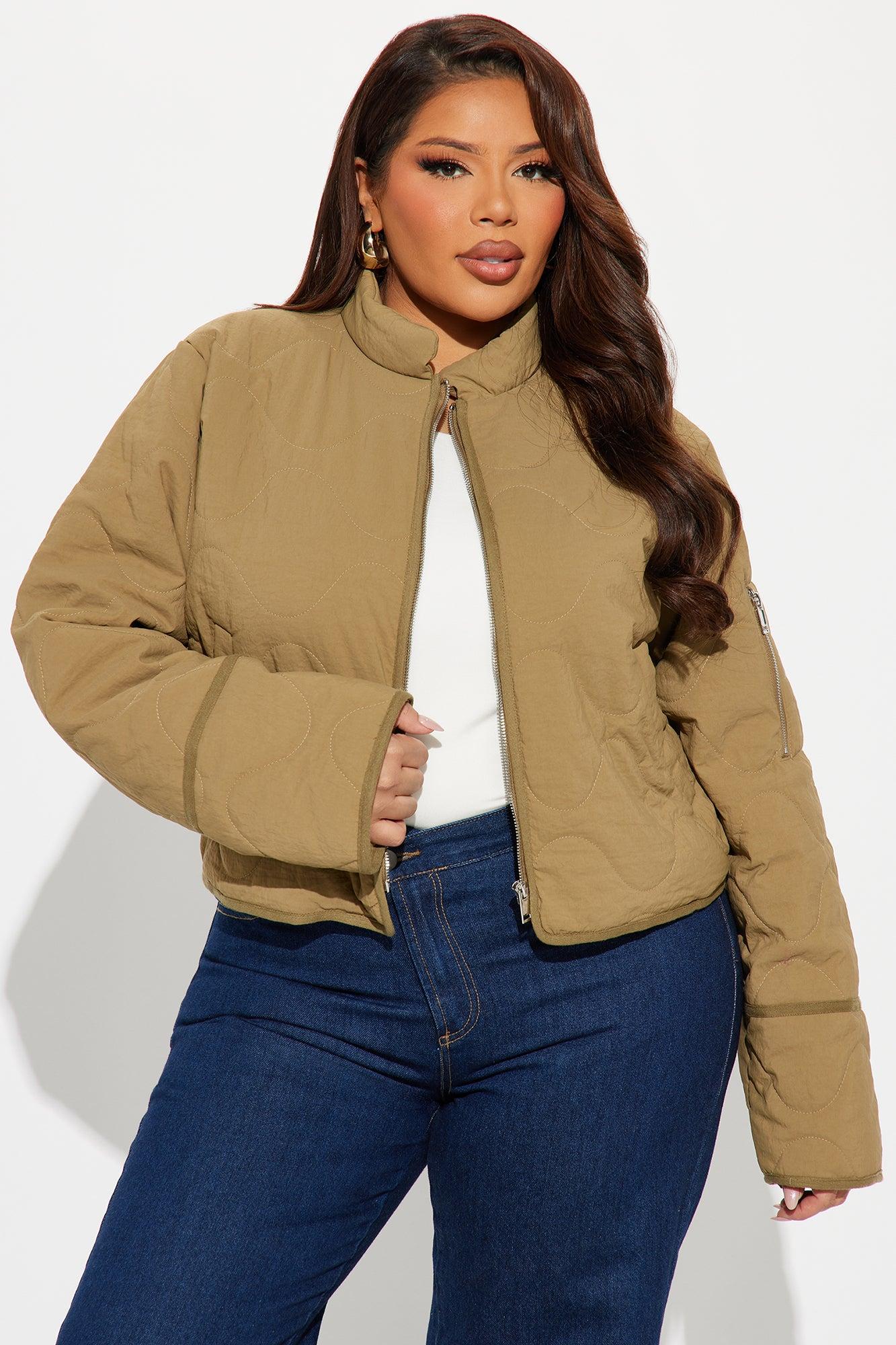 Chloe Quilted Lightweight Puffer Jacket - Khaki Female Product Image