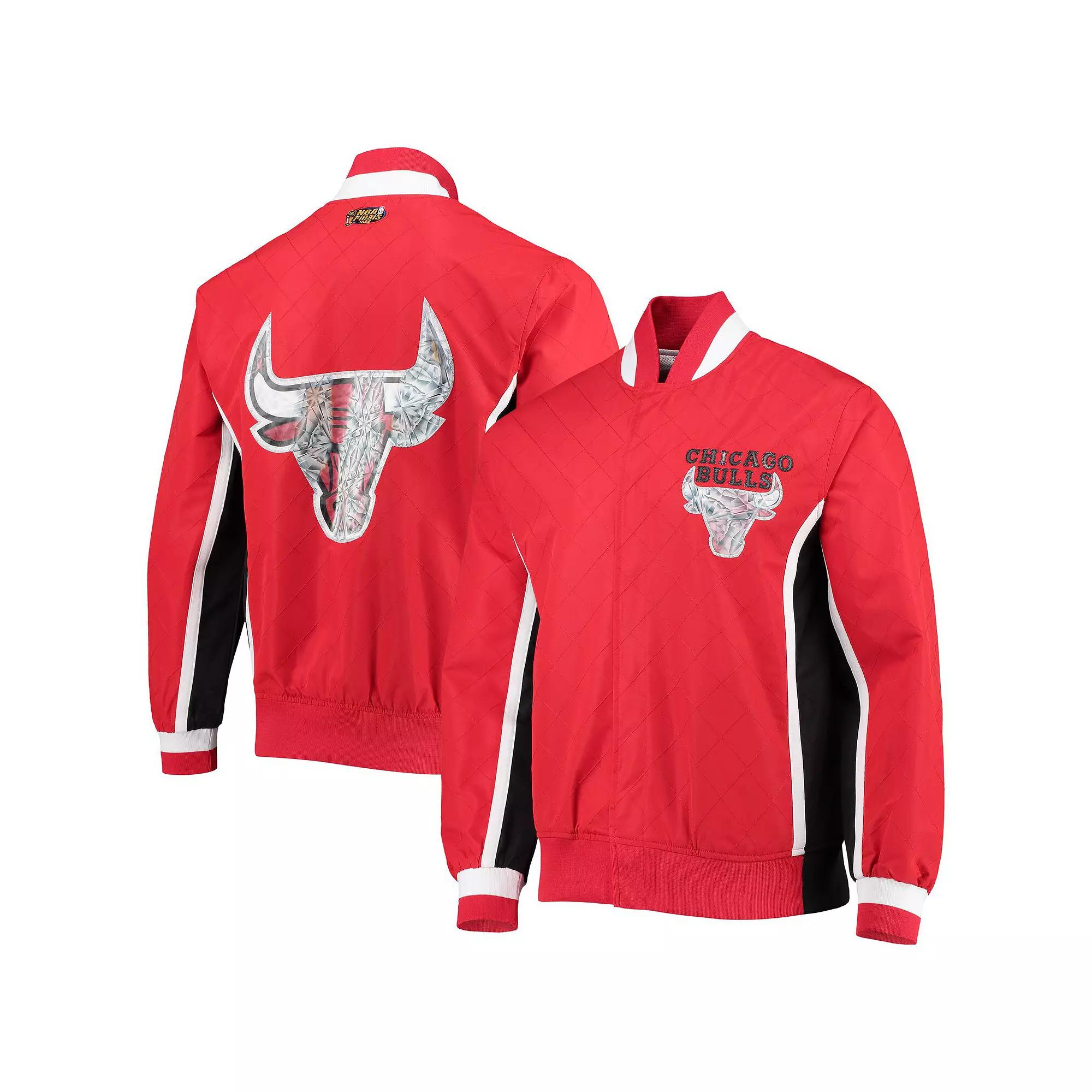 Men's Chicago Bulls Red Mitchell & Ness Hardwood Classics 75th Anniversary Authentic Warmup Full-Snap Jacket,  Product Image