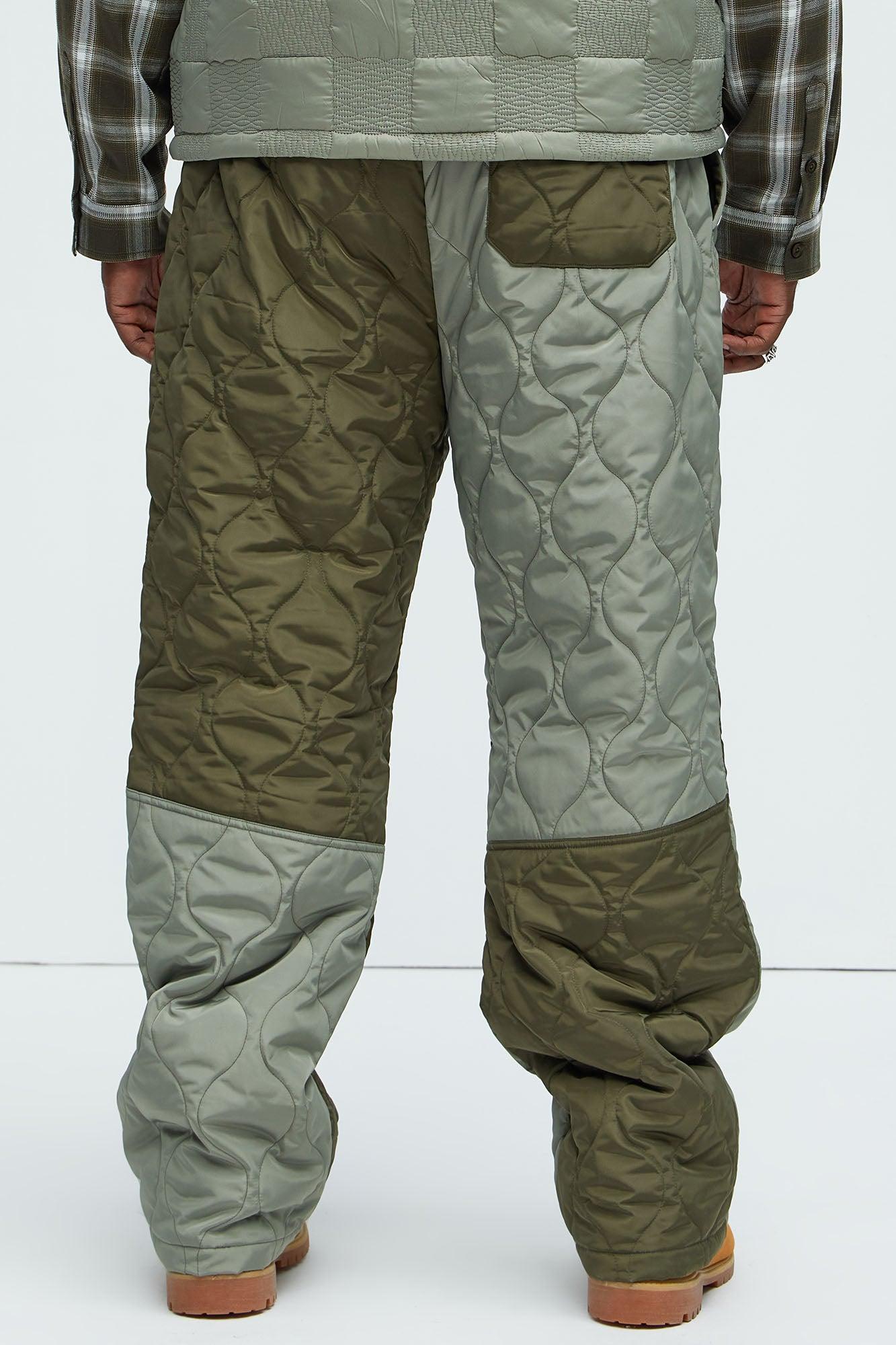 Rework Quilted Straight Pants - Green/combo Product Image