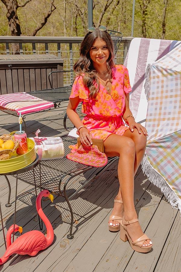 Sassy And Sweet Floral Romper In Neon Pink Product Image