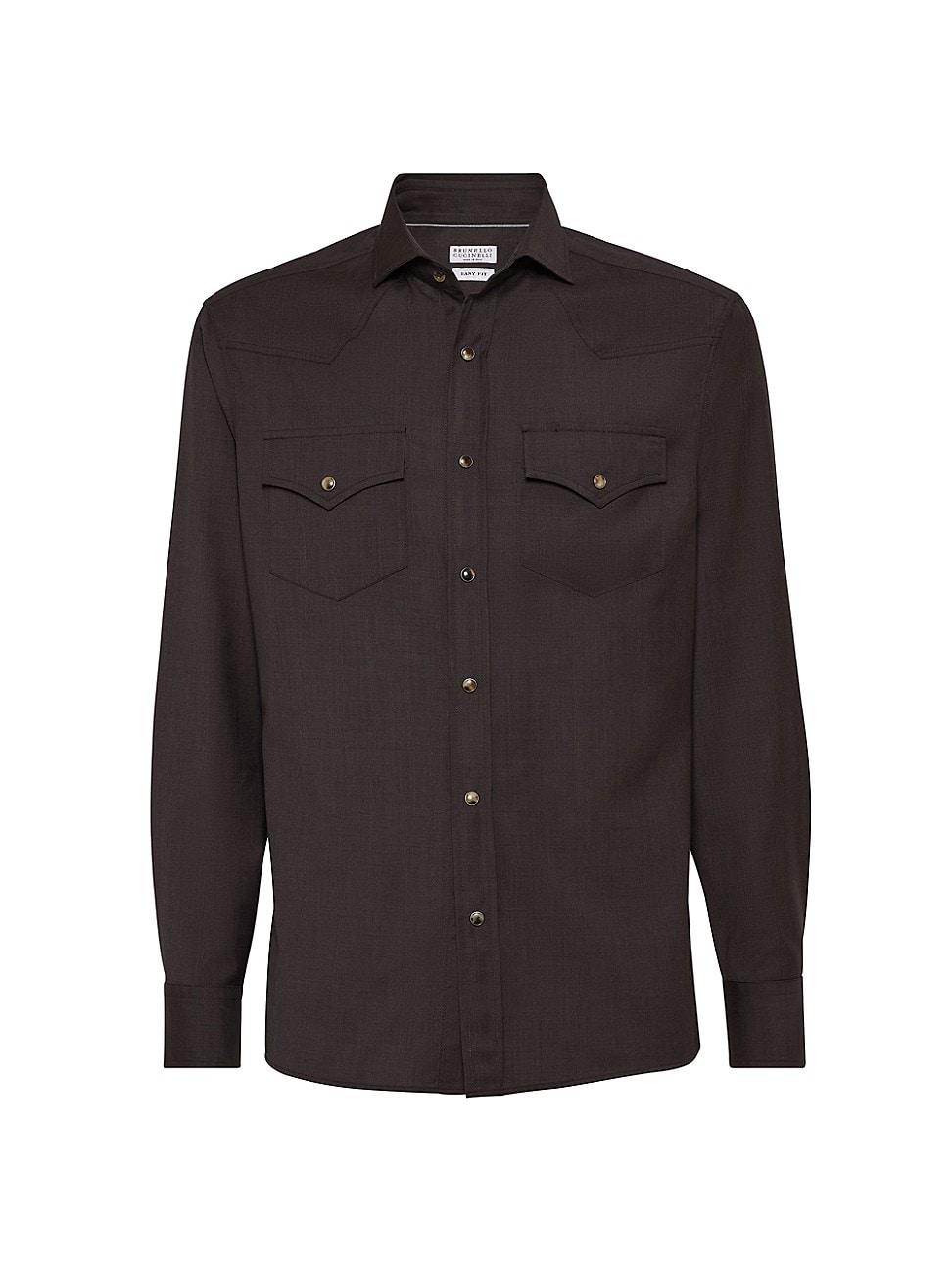 Mens Virgin Wool Poplin Easy Fit Western Shirt Product Image