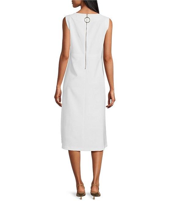 IC Collection Knit Boat Neck Sleeveless Floral Applique Midi Dress Product Image