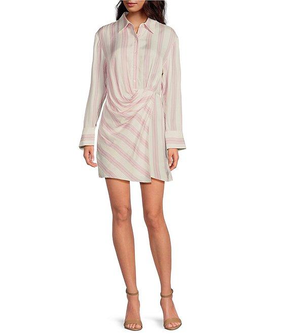 Gianni Bini Diane Striped Button Front Faux Wrap Dress Product Image