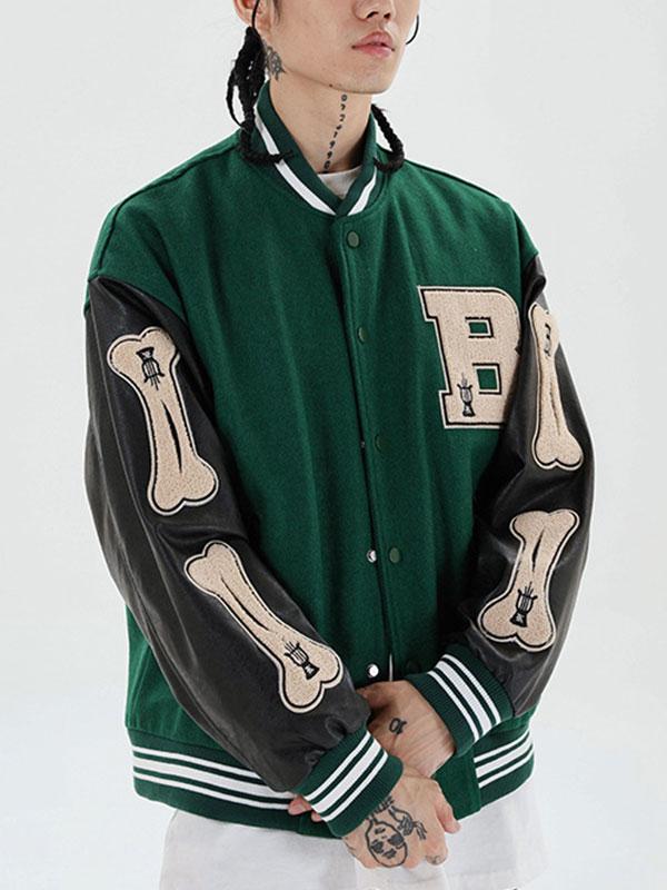 Men's Toweling Embroidered Varsity Jacket Product Image