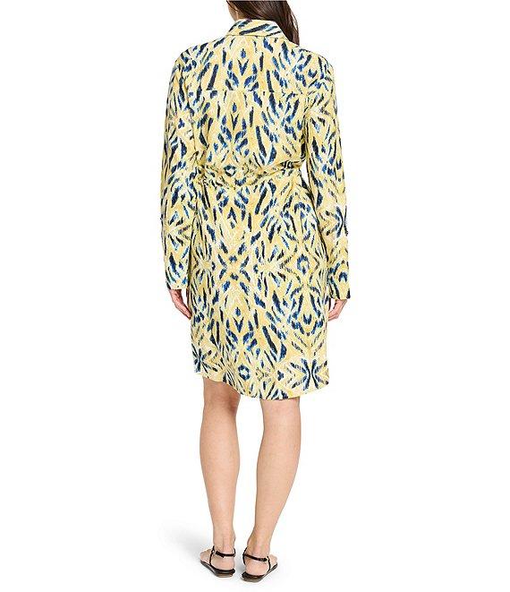 NIC + ZOE Sydney Sunny Skies Point Collar Long Sleeve Tie Waist Dress Product Image