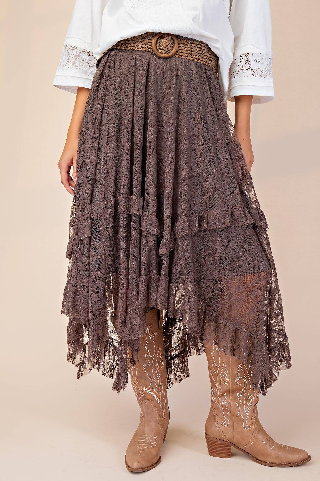 ALLOVER LACE SHARKBITE SKIRT Product Image