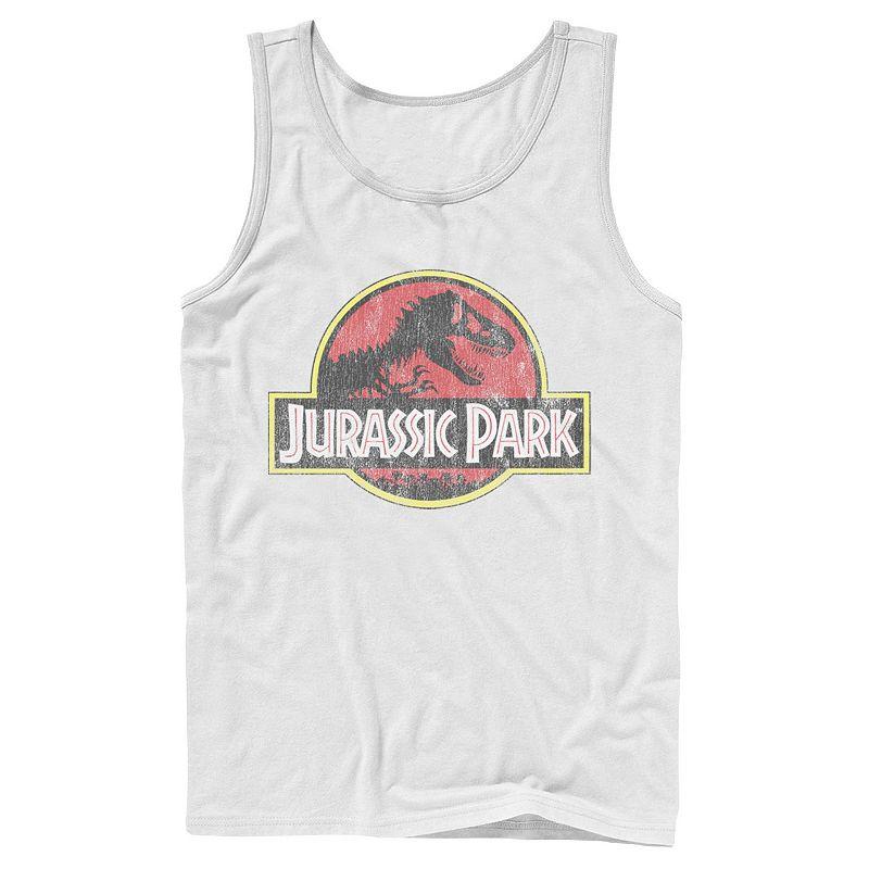 Men's Jurassic Park Distressed Original Park Logo Graphic Tank Top,  Product Image