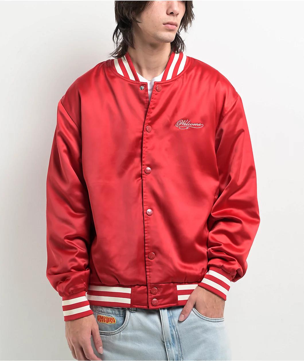 Welcome Union Thermal Satin Red Varsity Jacket Product Image