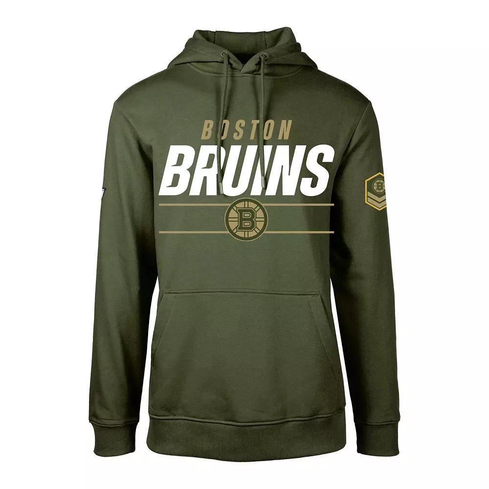 Men's Levelwear Olive Boston Bruins Podium Fleece Pullover Hoodie,  Product Image