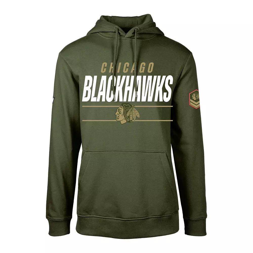 Men's Levelwear Olive Chicago Blackhawks Delta Podium Fleece Pullover Hoodie,  Product Image
