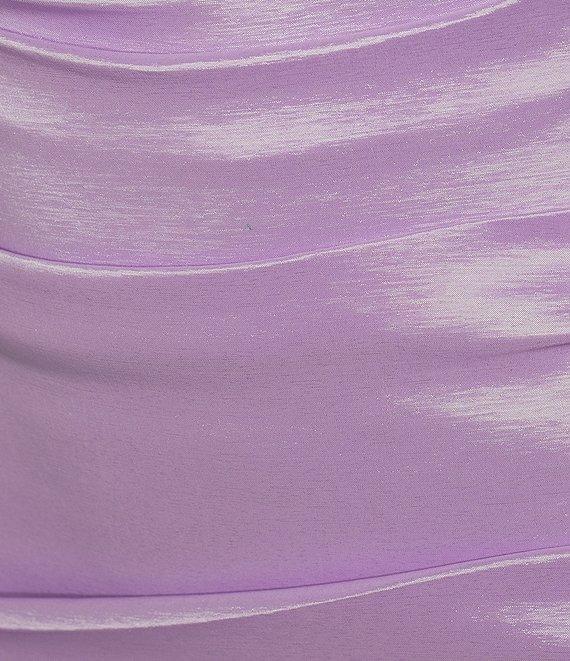 Allison & Kelly Strapless Taffeta Bow Back With Detachable Train Mini Dress Product Image