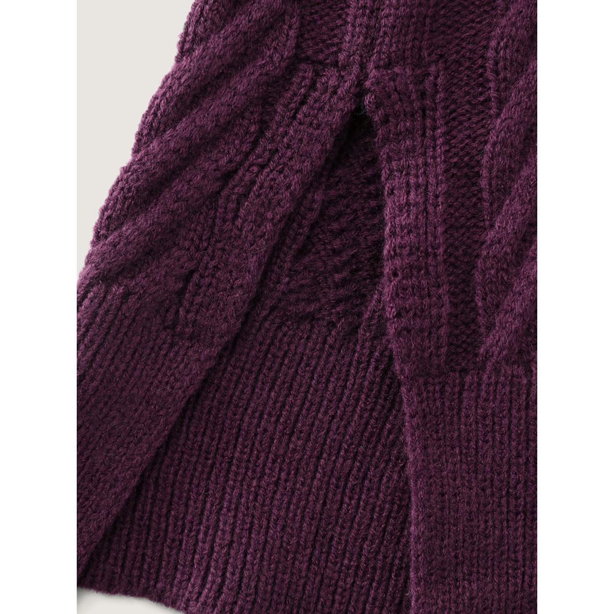 Plus Size Crew Neck Cable Texture Sweater Dress Deeppurplered Women Timeless Bodycon Long Sleeve Casual Sweater Dresses BloomChic 26/4X Product Image