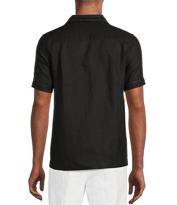 Murano Baird McNutt Linen Striped Short Sleeve Woven Camp Shirt Product Image