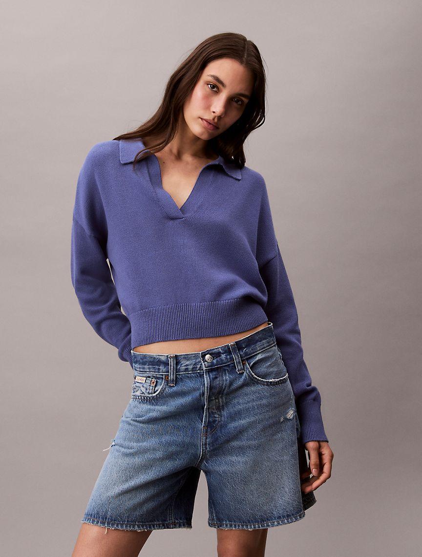 Smooth Cotton Polo Sweater Product Image