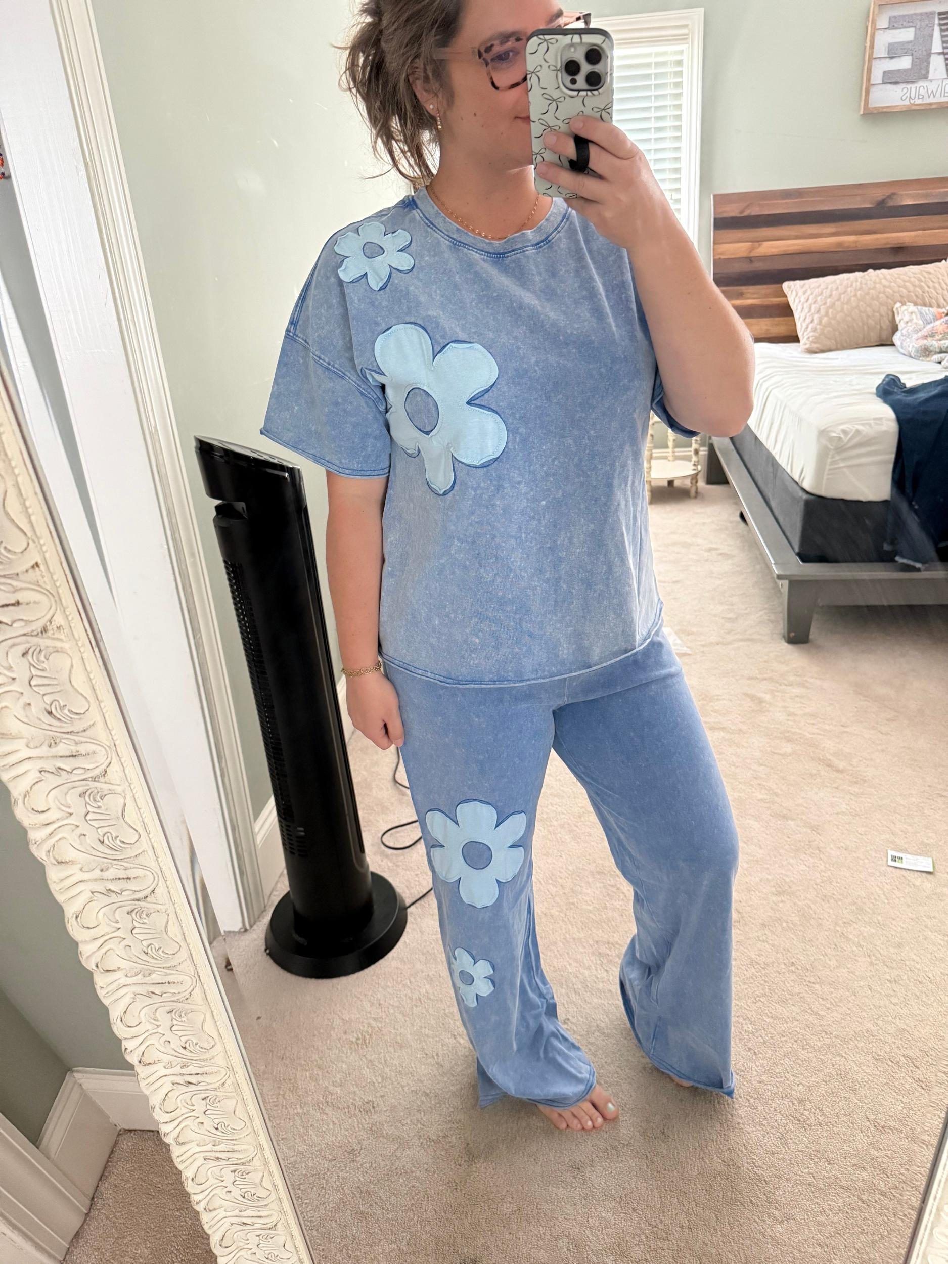 Denim Flower Lounge Set- Preorder Product Image