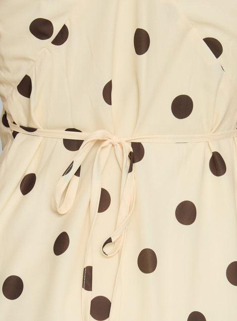 Nellie Mini Dress Lemon / Brown Polka Dot Product Image