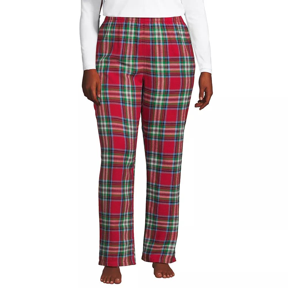 Plus Size Lands' End Women's Flannel Cotton Pajama Pants, Size: 3XL, Heritage Red Plaid Product Image
