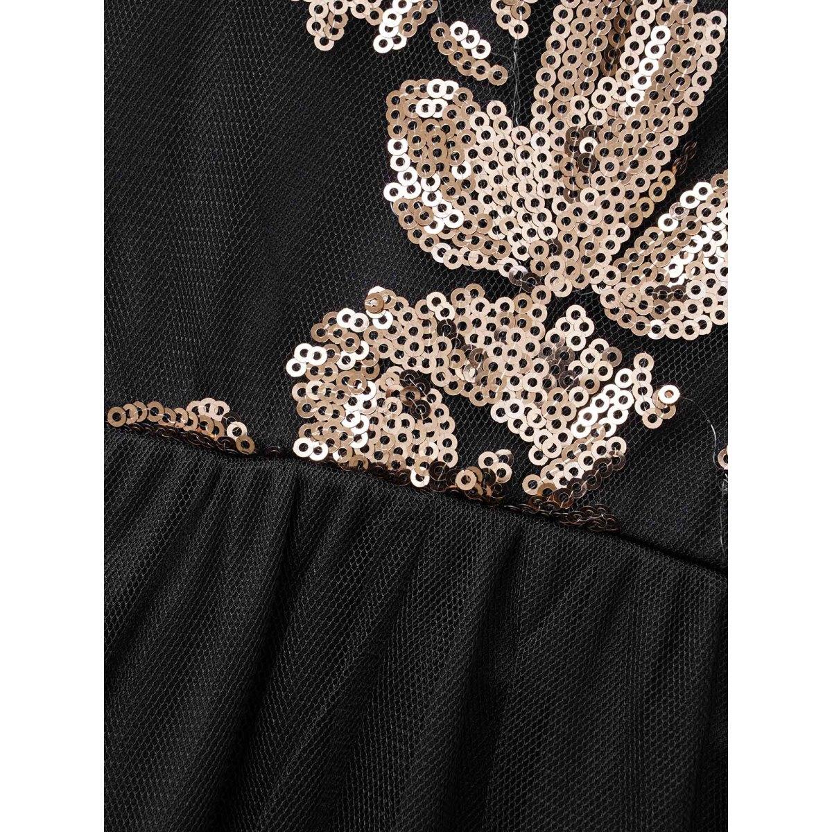 Plus Size Sequin Elastic Waist Cami Dress Black Women Cocktail Texture Party Curvy Bloomchic 18-20/2X Product Image