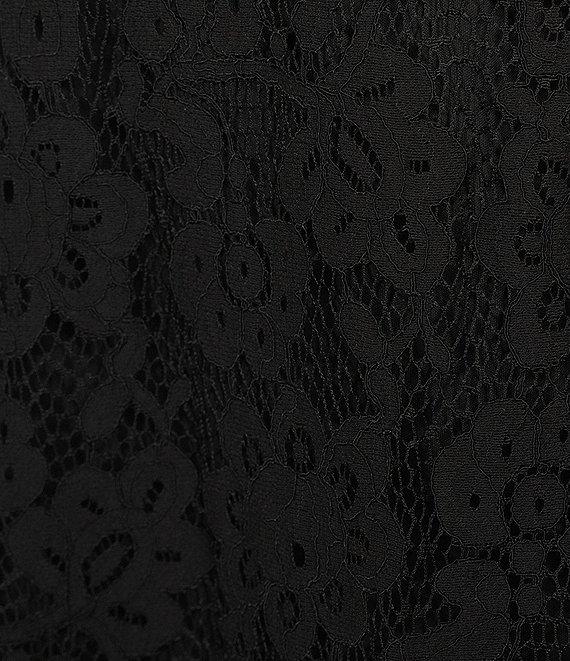 Scully Lace V-Neck Long Bell Sleeve Scalloped Hem A-Line Dress Product Image