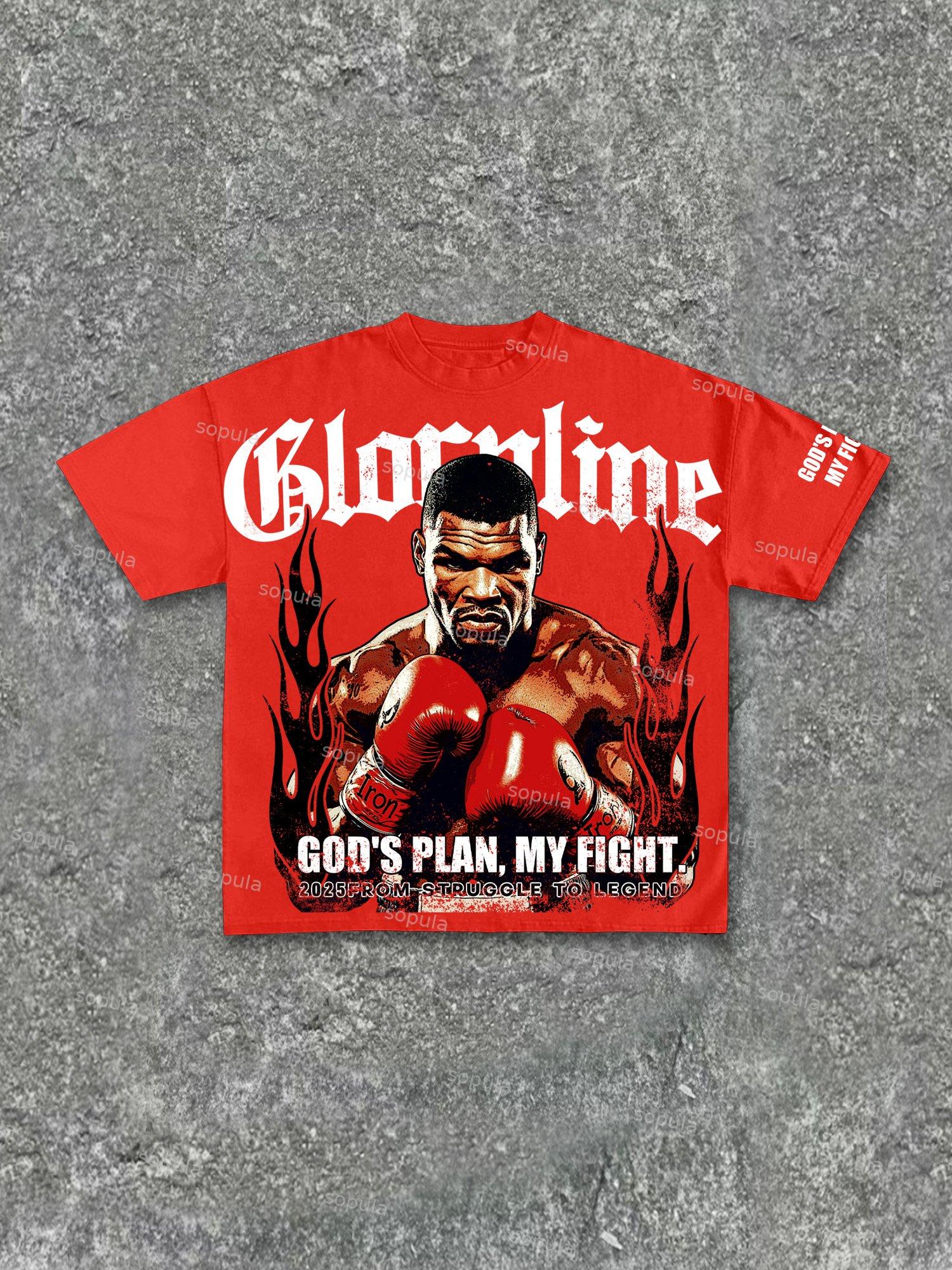 Gloryline Aged Vintage Street Boxer Graphic Cotton T-shirt Product Image