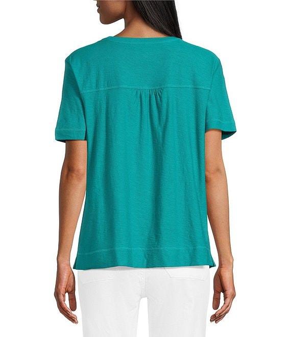 Westbound Solid Short Sleeve V-Neck Top Product Image