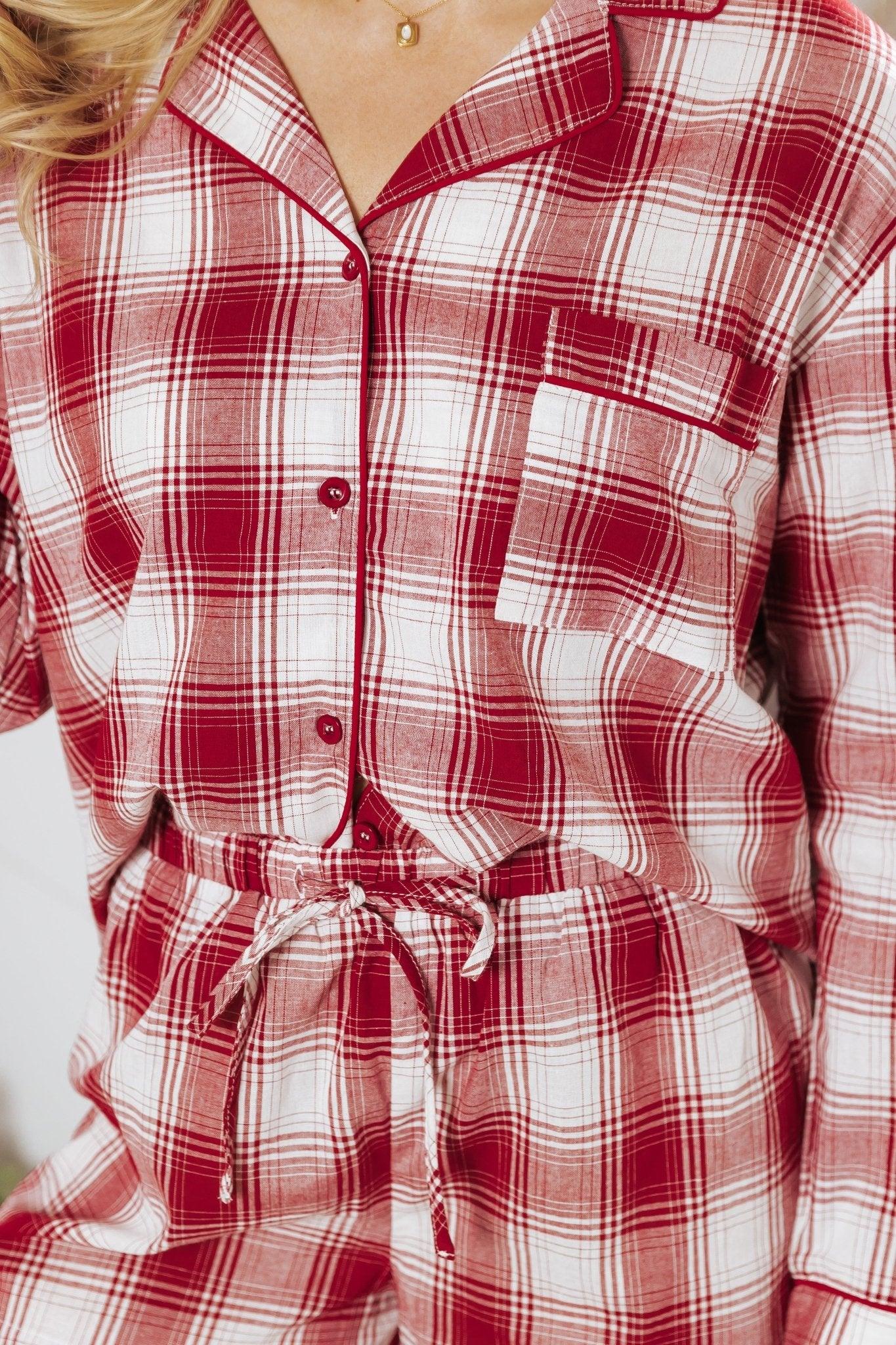 Waking Up Red Plaid Shirt & Shorts Set - FINAL SALE Female Product Image