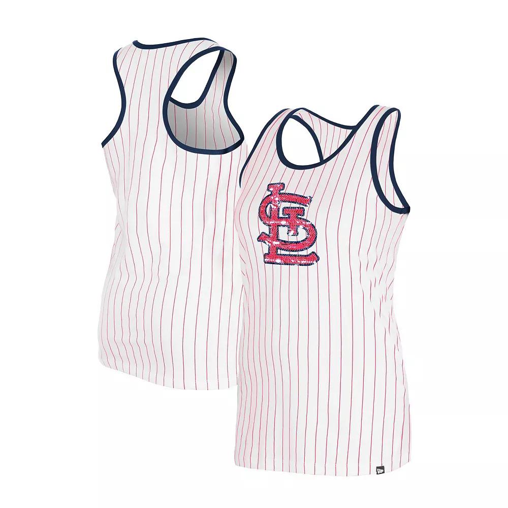 Women's New Era White St. Louis Cardinals Gameday Pinstripe Tank Top, Size: XL Product Image