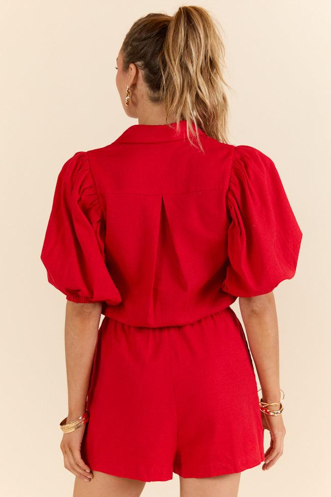 Stay With It Red Short Sleeve Romper FINAL SALE Product Image